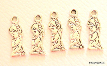Girl Praying Silver Tone Charms x 5